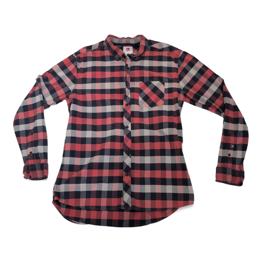 Quick silver Men's Blue Plaid Long-Sleeve Button-Down Shirt -‎ Size L